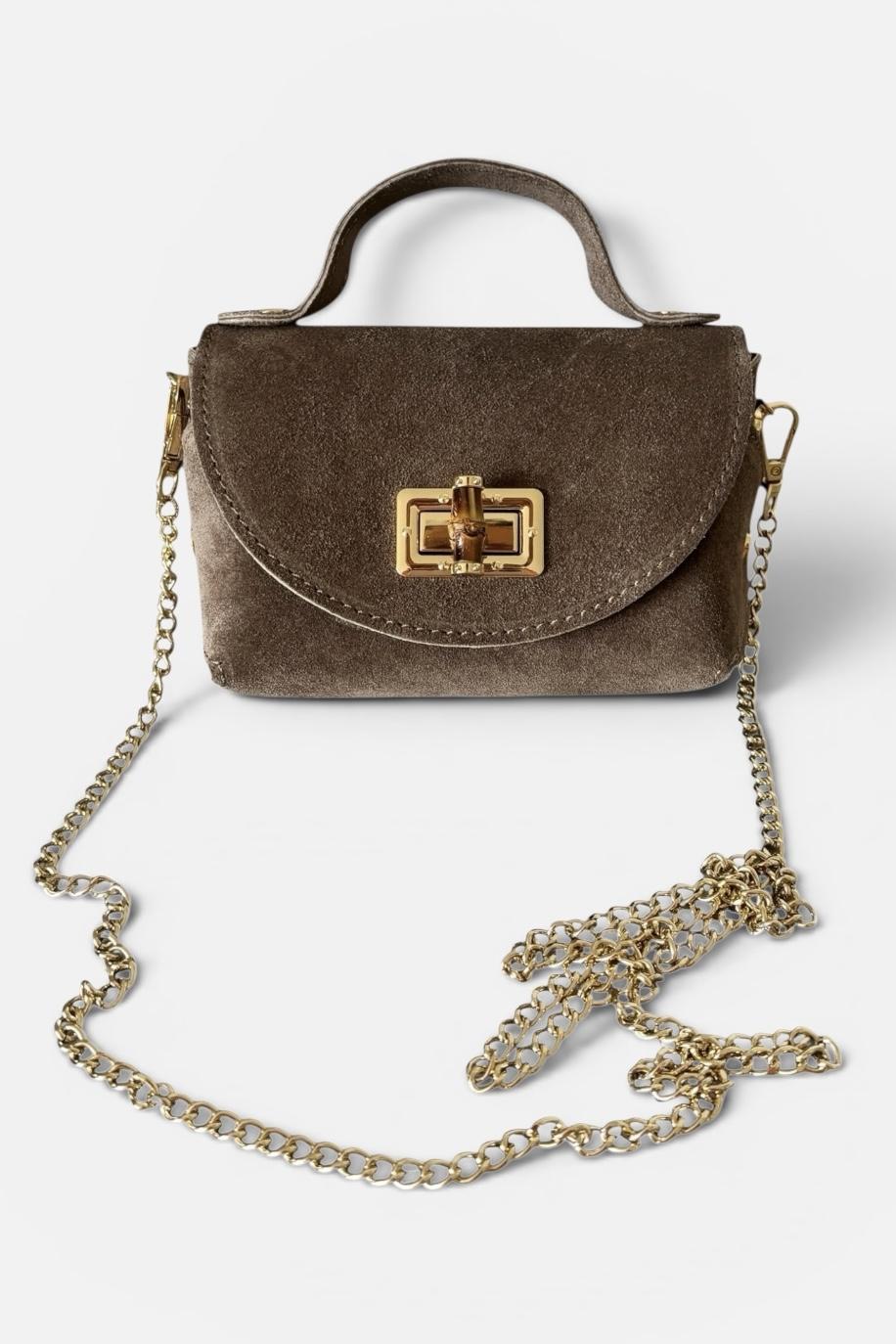 Mila Bag - kleine, stilvolle Tasche aus weichem Wildleder * taupe