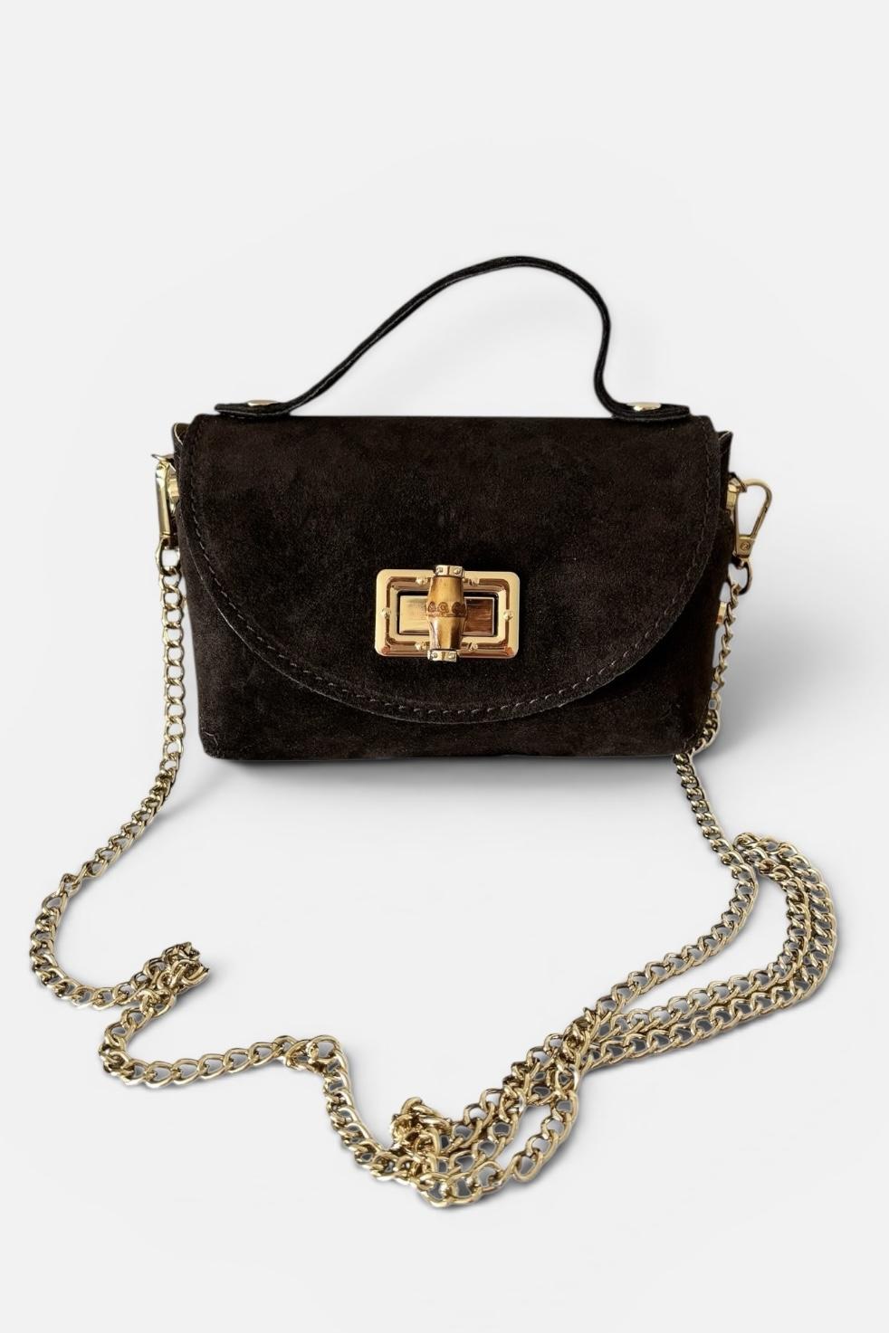 Mila Bag - kleine, stilvolle Tasche aus weichem Wildleder * dunkelbraun