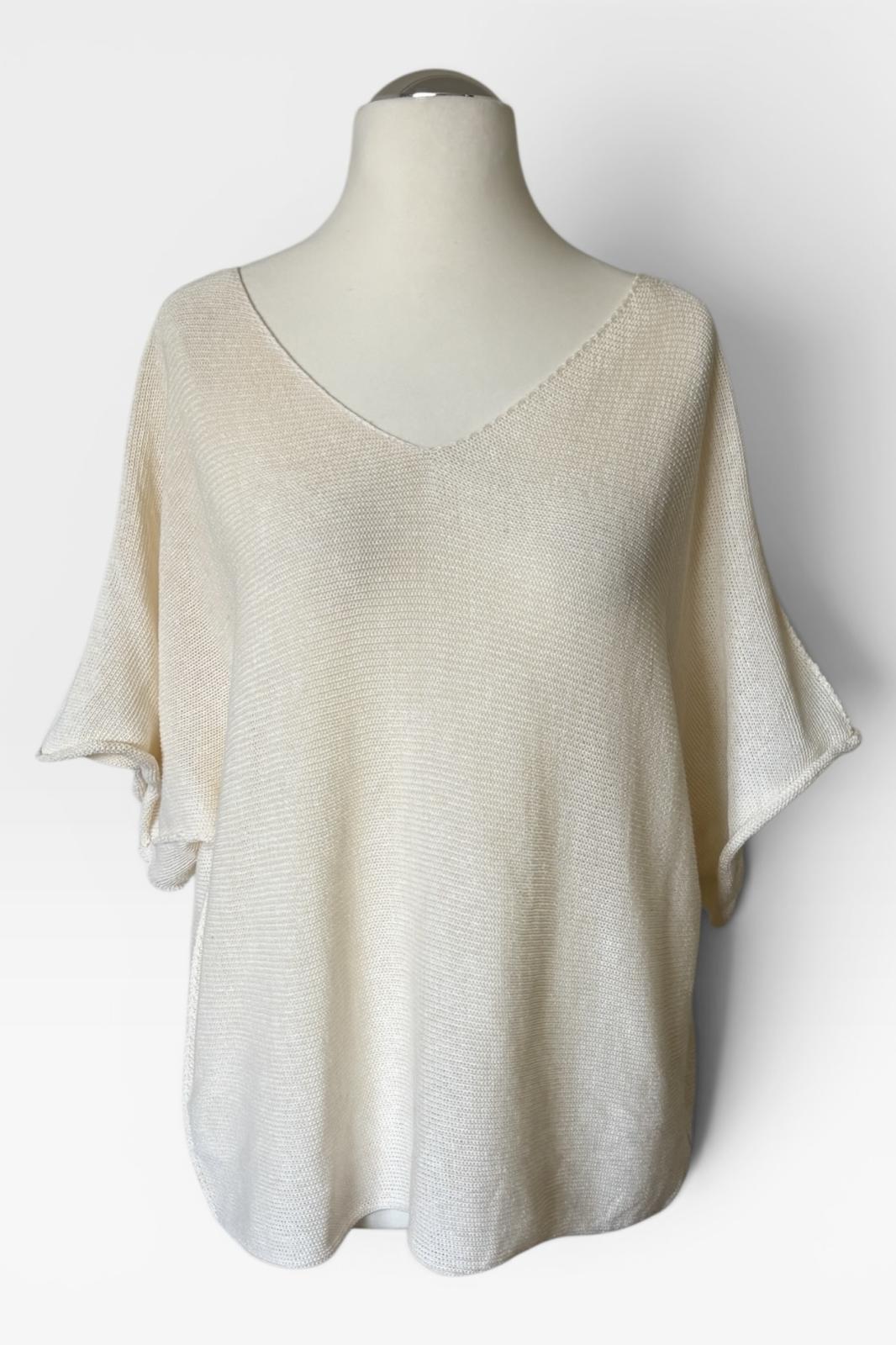 Juna Sommerpulli mit V-Ausschnitt &ndash; Creme