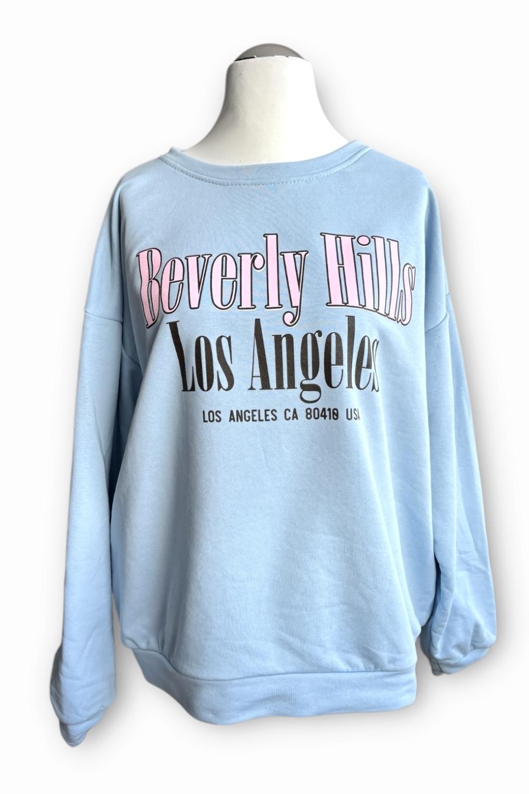 Oversize Sweatshirt Beverly Hills Los Angeles - hellblau