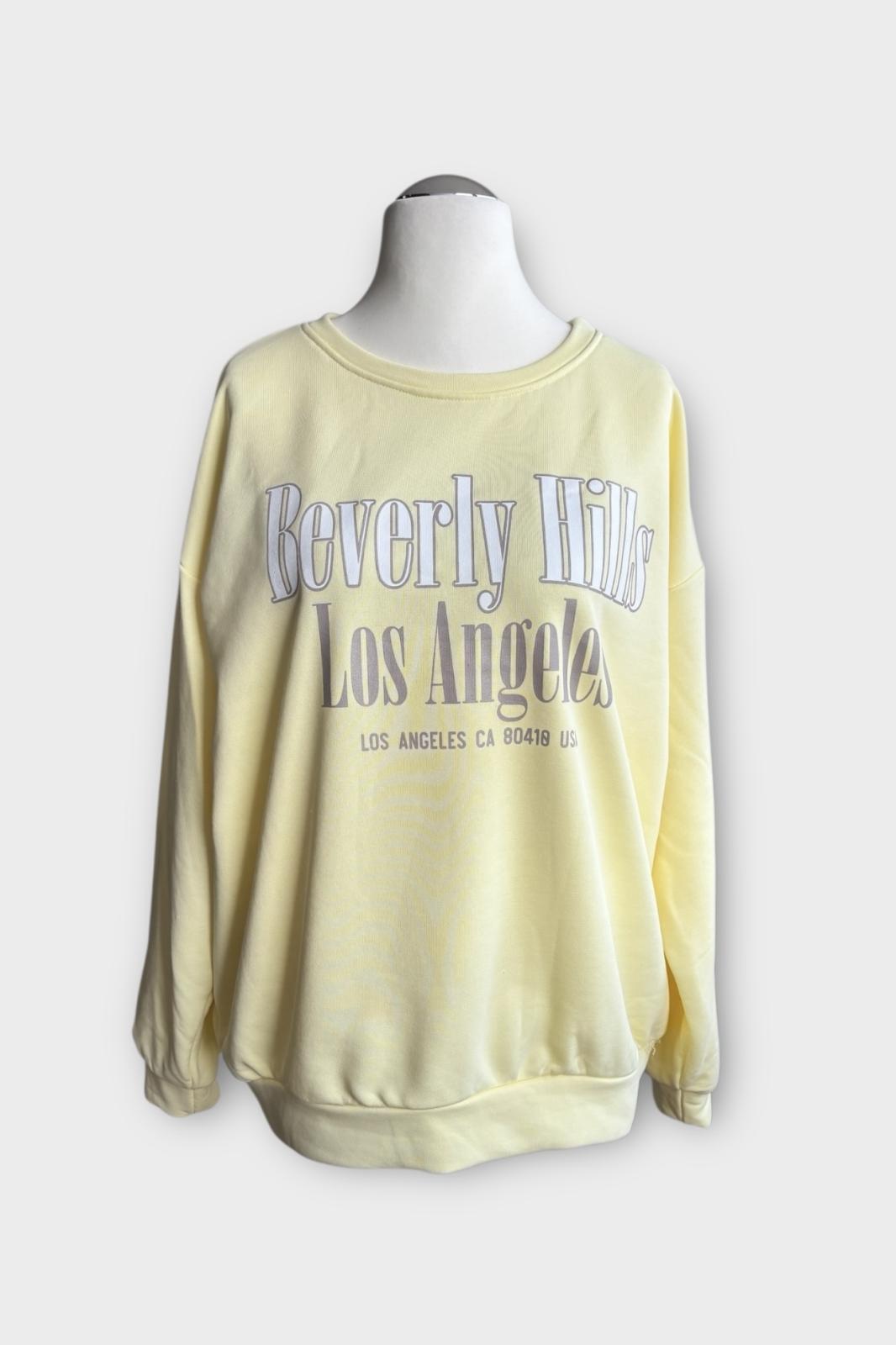 Oversize Sweatshirt Beverly Hills Los Angeles - hellgelb
