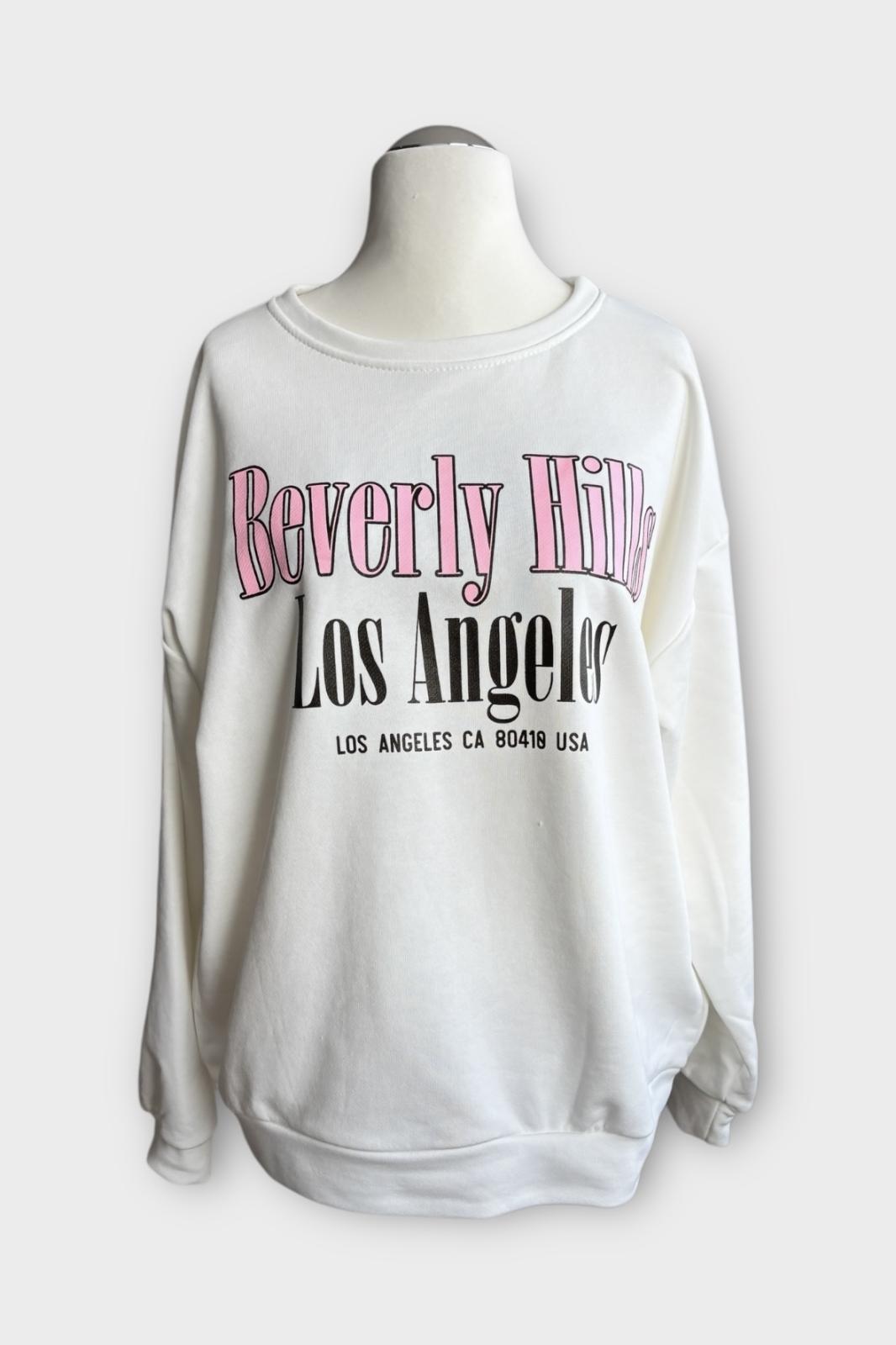 Oversize Sweatshirt Beverly Hills Los Angeles - wei&szlig;