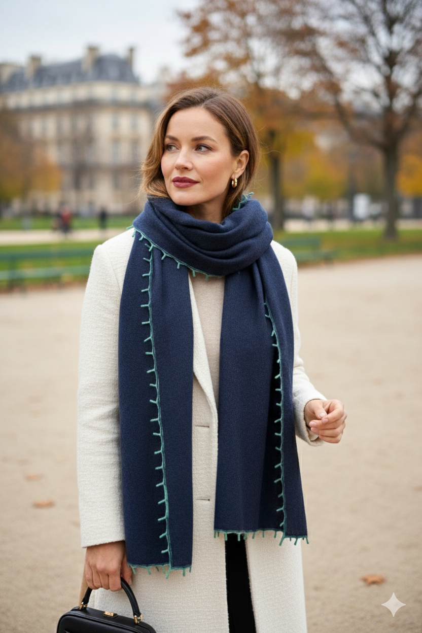 cute stuff * Cashmere Schal * 100% Cashmere * dunkelblau * NP 269,- &euro;