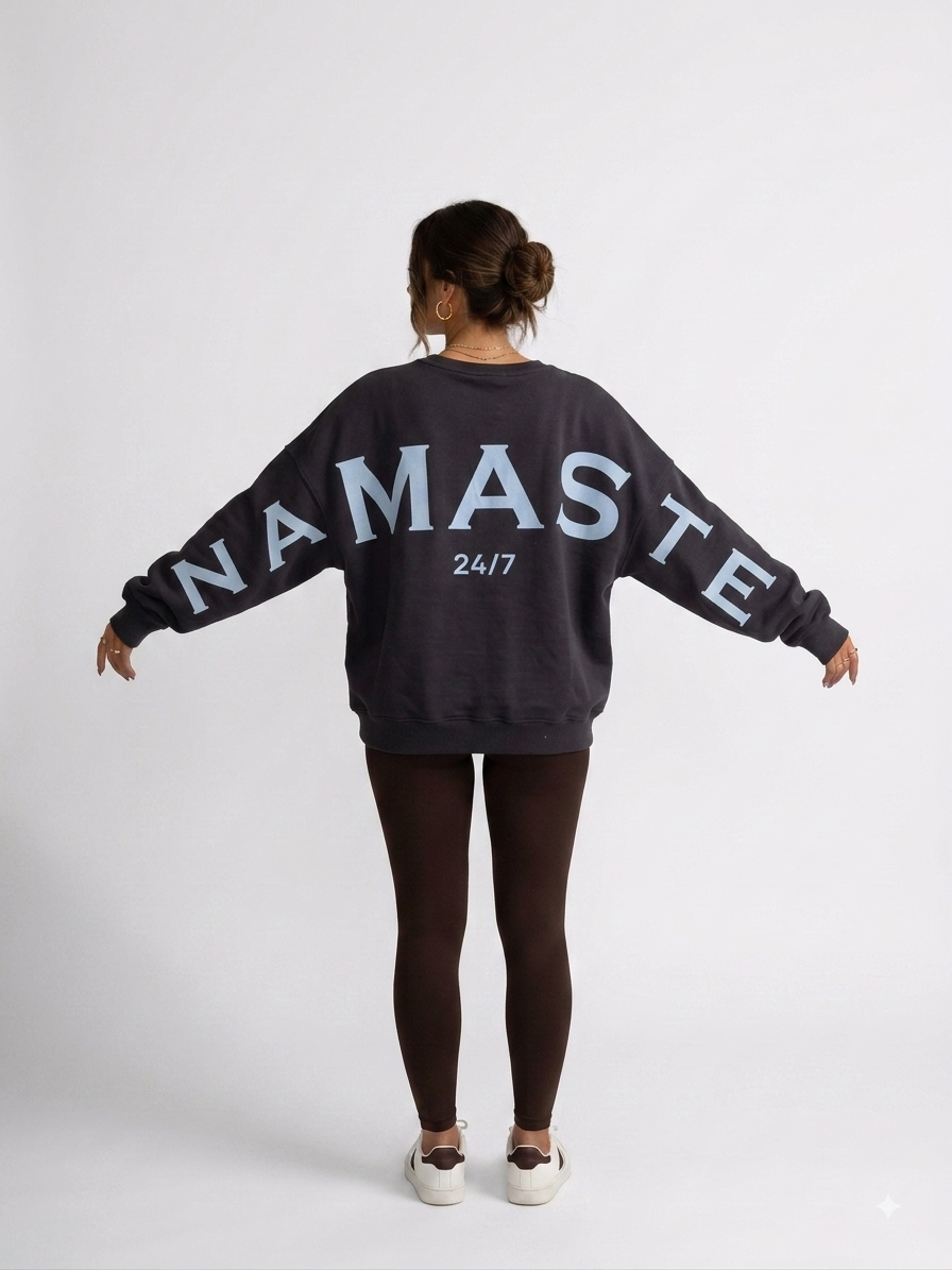 NAMASTE Sweater &ndash; 24/7 Edition * schokobraun / hellblau