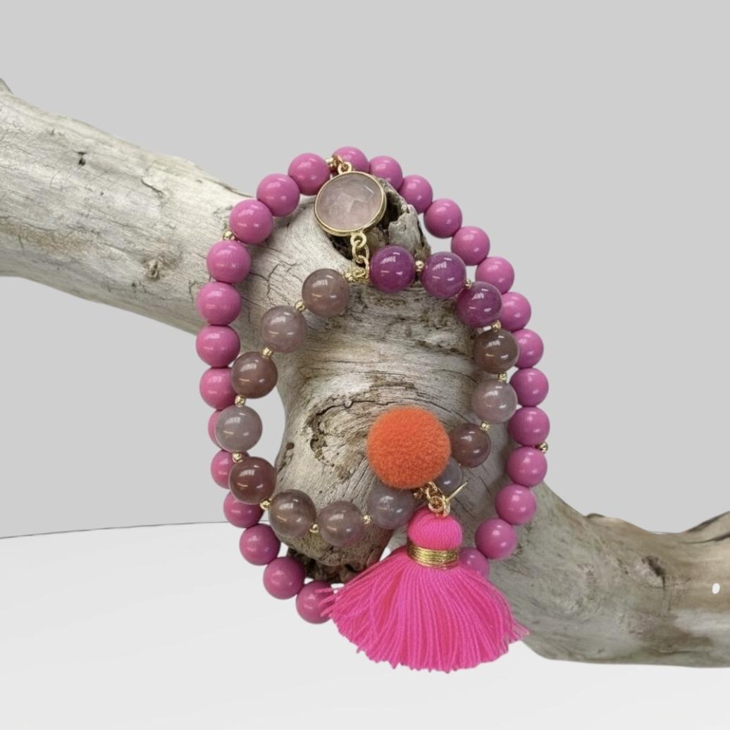 Schm&uuml;ckst&uuml;ck Wickelarmband "Mala Twin" pink