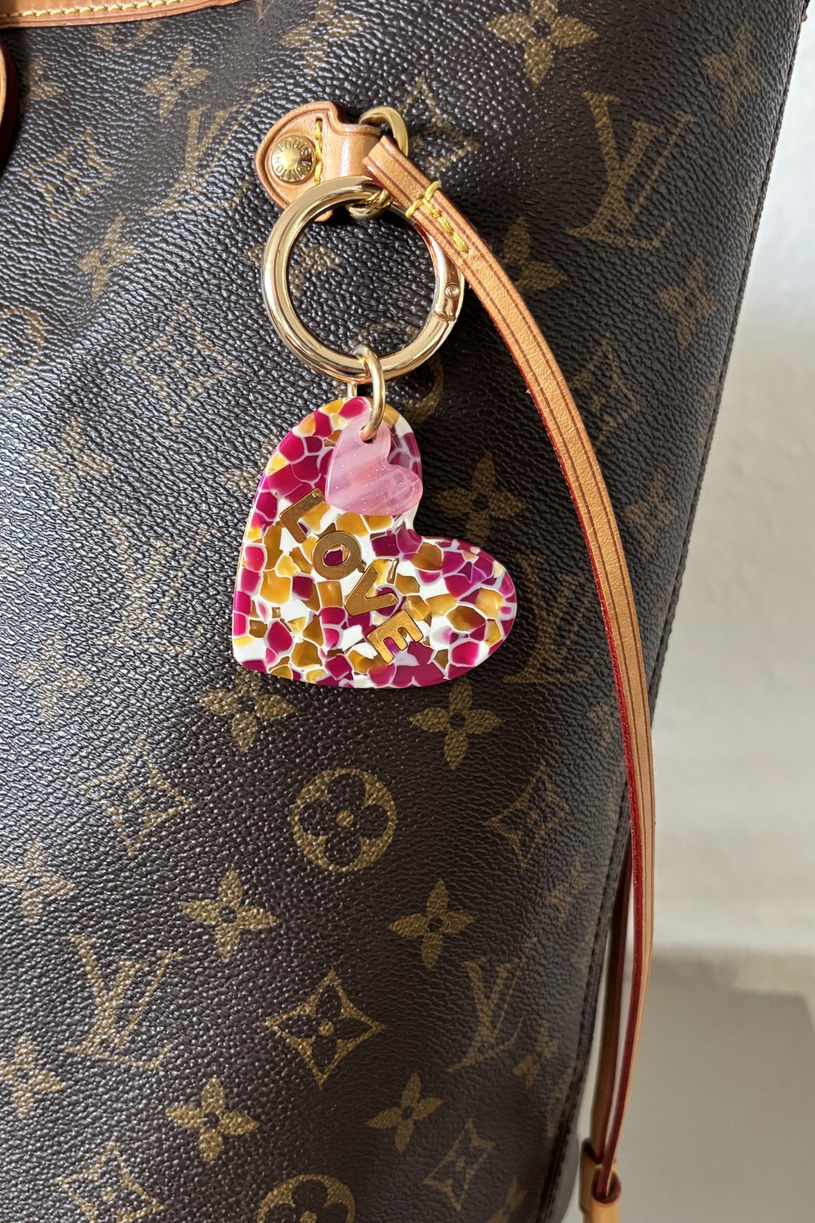 Taschenanh&auml;nger * Schl&uuml;sselanh&auml;nger * Herzform * LOVE * pink gold